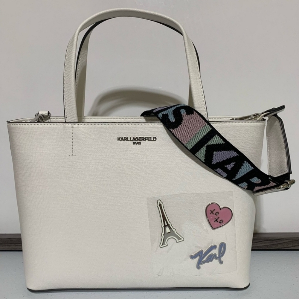 Karl Lagerfeld Paris Maybelle White Crossbody Tote Bag-Nwt